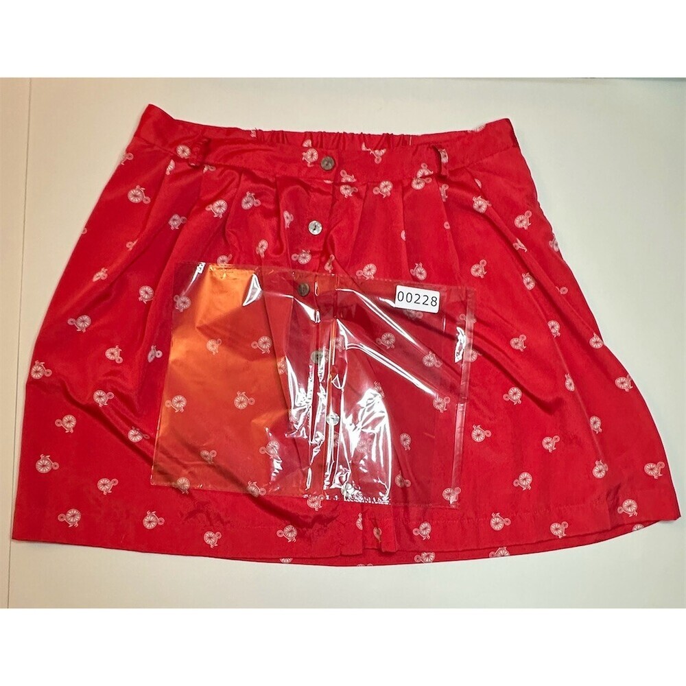 Xhilaration Skirt Womens XL Red Bicycle Print A-Line Mini Button Front - Picture 7 of 7